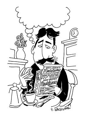 Man Reading While Having Tea Drawing