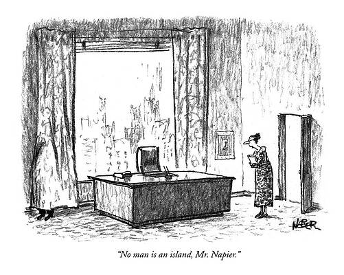 Curtain Drawing - No Man Is An Island by Robert Weber