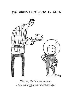 Man Explains Muffins to Alien Wall Art