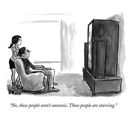 Teen Wall Art featuring the drawing No, Those People Aren't Anorexic. Those People by Warren Miller