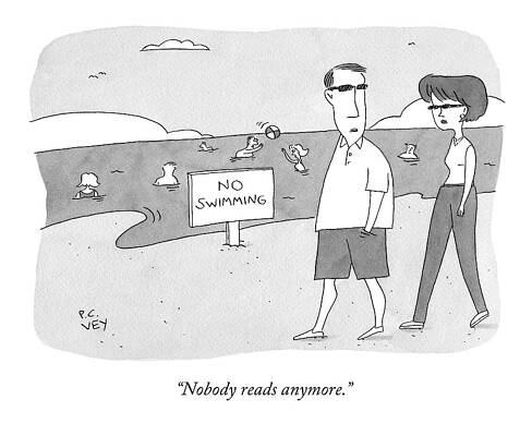 Summer Drawing - Nobody Reads Anymore by Peter C. Vey