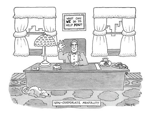 Curtain Drawing - Non-corporate Mentality by Jack Ziegler