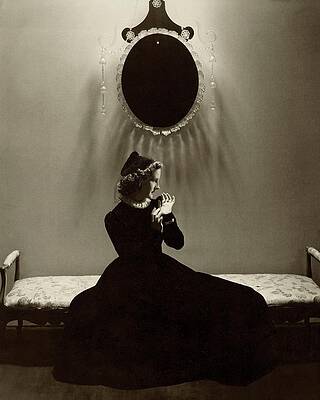 Antique Photograph - Norma Shearer Wearing A Hattie Carnegie Dress by Edward Steichen