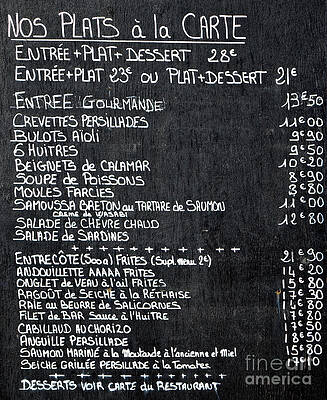 French Bistro Chalkboard Menu Wall Art