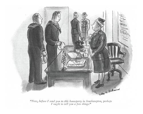 Combat Drawing - Before I Send You To This Houseparty by Helen E Hokinson