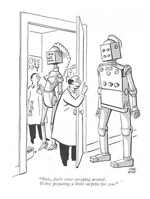 Sexy Drawing - Now, Don't Come Snooping Around. We're Preparing by Carl Rose