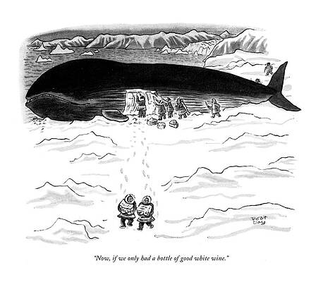 Cook Wall Art featuring the drawing Now, If We Only Had A Bottle Of Good White Wine by Robert J. Day