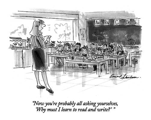 Teacher Drawing - Now You're Probably All Asking Yourselves by Bernard Schoenbaum