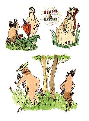 Setting Drawing - Nymphs & Satyrs by William Steig