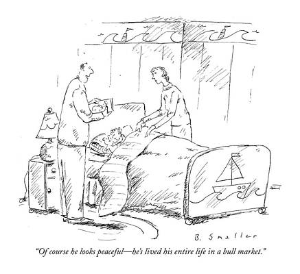 Peaceful Drawing - Of Course He Looks Peaceful - He's Lived by Barbara Smaller