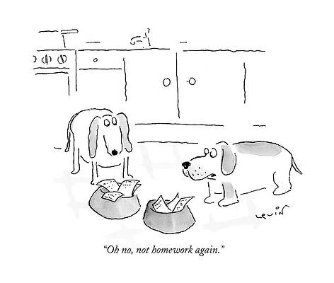 Dogs and Homework Dilemma Drawing