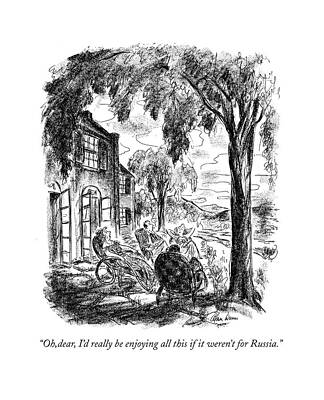 Shade Wall Art featuring the drawing Oh,dear, I'd Really Be Enjoying All This If by Alan Dunn