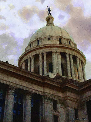 Building Wall Art featuring the painting Oklahoma Capital by Jeffrey Kolker