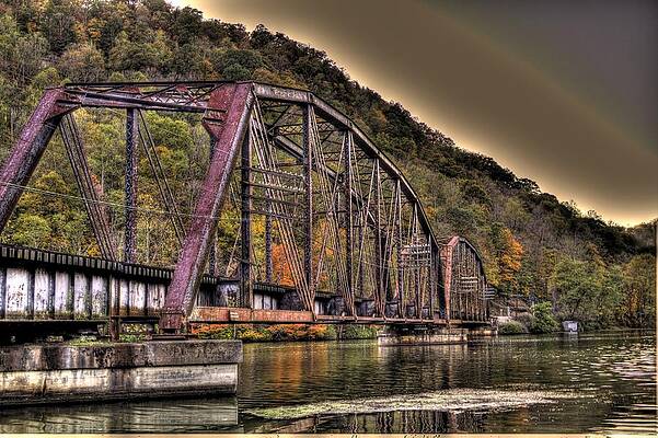 Sky Wall Art featuring the photograph Old Bridge Over Lake by Jonny D