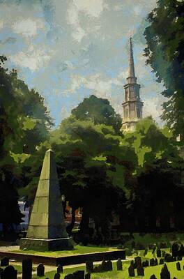 Wall Art featuring the painting Old Granery Burying Ground by Jeffrey Kolker