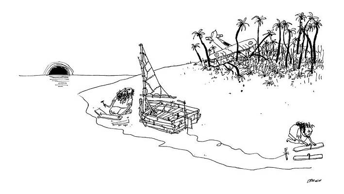 Ski Drawing - On A Desert Island by Edward Steed