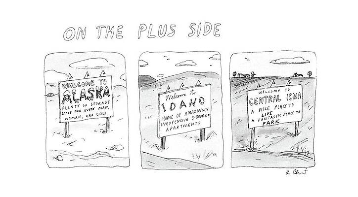 Iowa Wall Art featuring the drawing On The Plus Side by Roz Chast