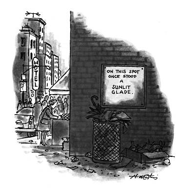 Alley Wall Art featuring the drawing 'on This Spot Once Stood A Sunlit Glade.' by Henry Martin