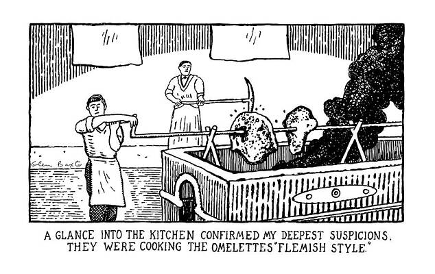 Cooking Wall Art featuring the drawing One Glance Into The Kitchen Confirmed My Deepest by Glen Baxter