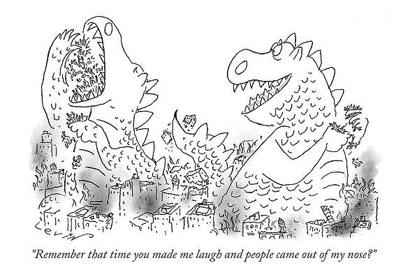 Humorous Dinosaur Cartoon Drawing