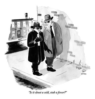 Cold Drawing - One Shady-looking Man Wearing A Black Overcoat by Emily Flake