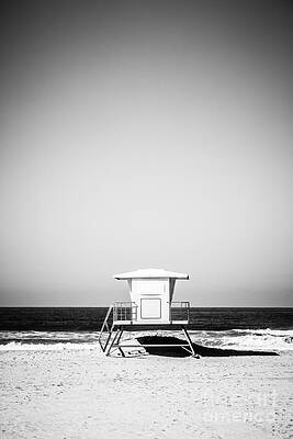 California Wall Art featuring the photograph Orange County Lifeguard Tower Black And White Picture by Paul Velgos