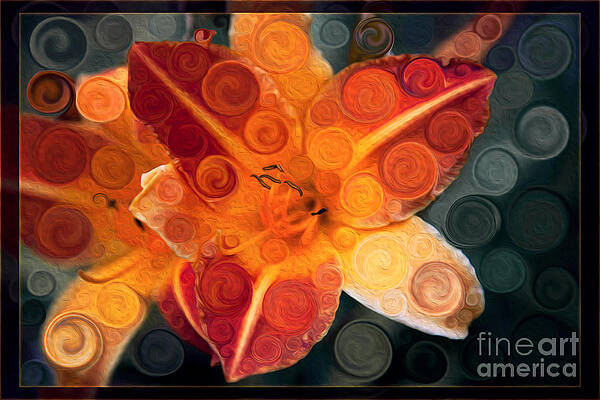 Wall Art featuring the painting Orange Lily Abstract Explosion Of Vibrance by Omaste Witkowski