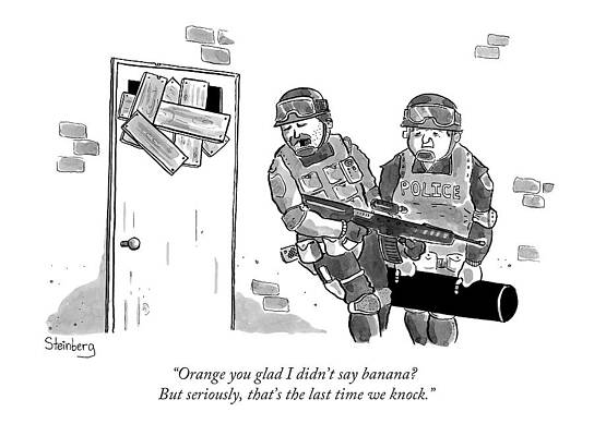 Gun Drawing - Orange You Glad I Didn't Say Banana? But by Avi Steinberg