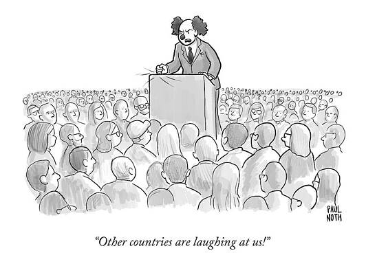 Clown Politician Speaks to Crowd Wall Art