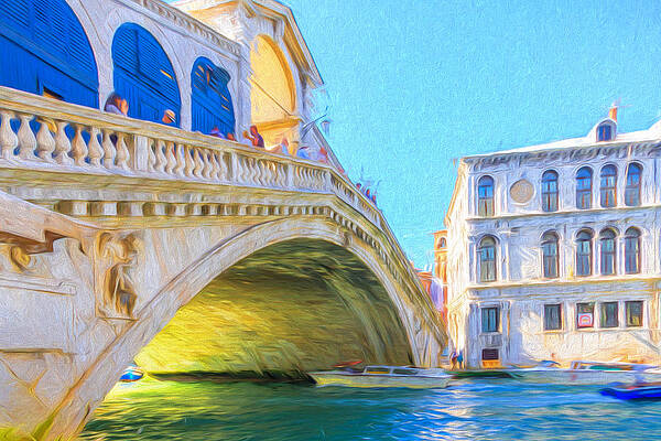 Architecture Wall Art featuring the photograph Painted Effect - Rialto Bridge by Sue Leonard