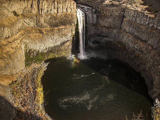 Dramatic Wall Art featuring the photograph Palouse Falls With Rainbow by Jean Noren