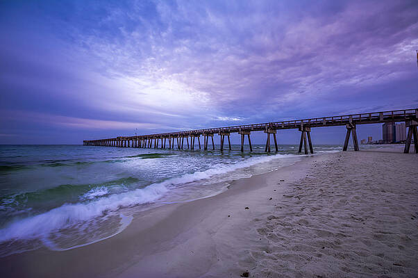Serene Beachside Pier at Dusk Photograph