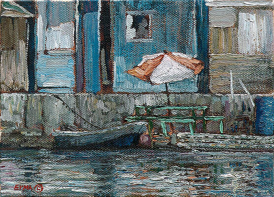 Wall Art featuring the painting Potters Cay Parasol - Nassau, Bahamas by Ritchie Eyma