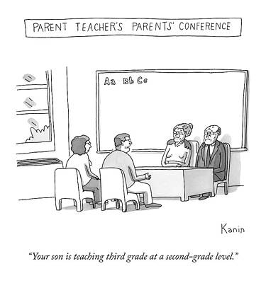 Teacher Drawing - Parent Teacher's Parents Conference -- An Elderly by Zachary Kanin