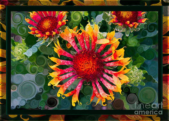 Spring Painting - Passionate Pinwheels And Blooming Abstract Flower Art by Omaste Witkowski