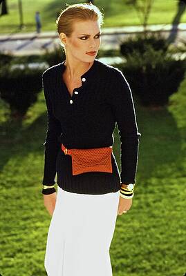 Jefferson Memorial Photograph - Patti Hansen Wearing A Kasper Ensemble by Arthur Elgort