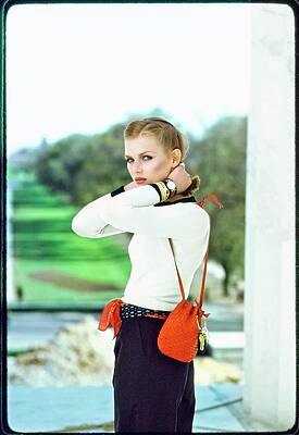 Washington Monument Photograph - Patti Hansen Wearing Calvin Klein by Arthur Elgort