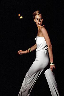 Walking Photograph - Patti Hansen Wearing Singer & Spicer by Arthur Elgort