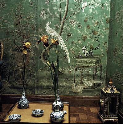 Ornate Room with Floral Tapestry Photograph