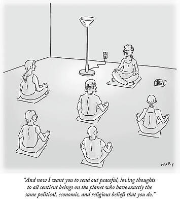 Satirical Meditation Class Drawing