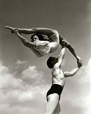 Elegant Dance Duo in Midair Wall Art