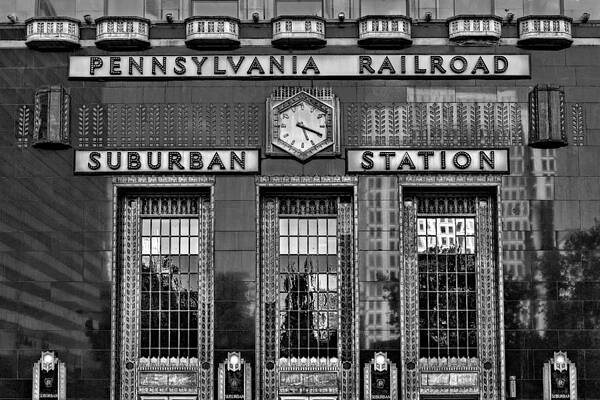 Pennsylvania Photograph - Pennsylvania Railroad Suburban Station BW by Susan Candelario