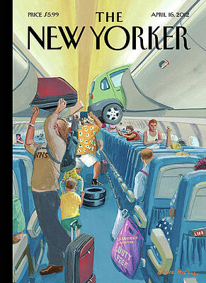 Chaos Unloading in Airplane Aisle Painting