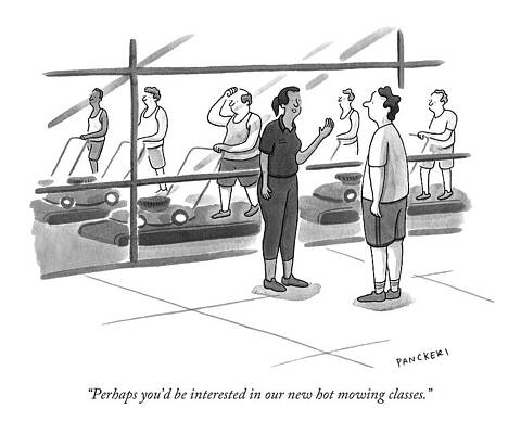 Yoga Wall Art featuring the drawing Perhaps You'd Be Interested In Our New Hot Mowing by Drew Panckeri