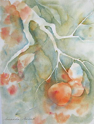 Wall Art featuring the painting Persimmons And Fog by Amanda Amend