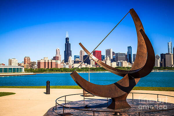 Illinois Wall Art featuring the photograph Picture Of Chicago Adler Planetarium Sundial by Paul Velgos