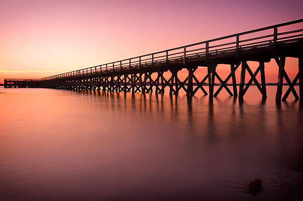 Maine Wall Art featuring the photograph Pier Into The Distance by Jeff Sinon