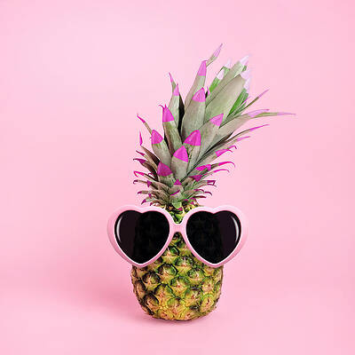 Pineapple with Heart Sunglasses Wall Art