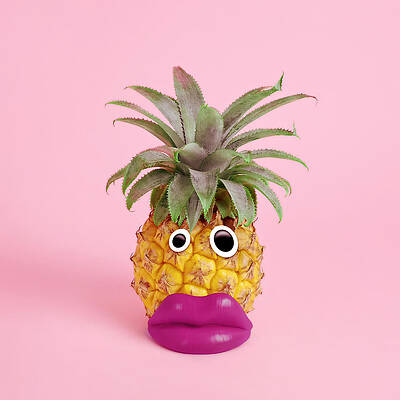 Whimsical Pineapple with Googly Eyes Wall Art