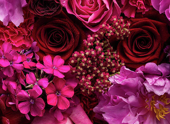 Wall Art featuring the photograph Pink And Red Floral Arrangement, Detail by Jonathan Knowles